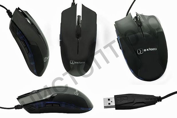 Мышь провод. игров. OXION OMS011BK, чёрная, USB. Разреш: 800-1600 dpi. Кнопок: 5 + колесо-кнопка
