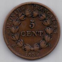 5 центов 1839 г. Французкие колонии в Америке