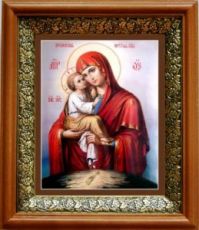 Почаевская икона Божьей Матери (19х22), светлый киот