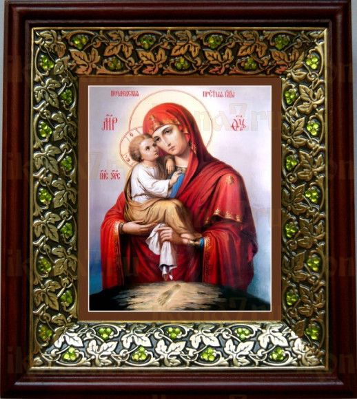 Почаевская икона Божьей Матери (21х24), киот со стразами