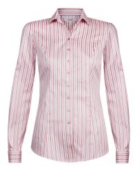 Женская рубашка под запонки белая в красную полоску хлопок T.M.Lewin приталенная Fitted (52801)