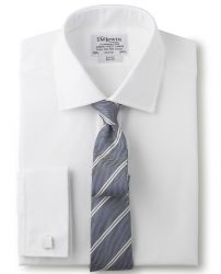 Мужская рубашка под запонки белая T.M.Lewin приталенная Slim Fit (27683)