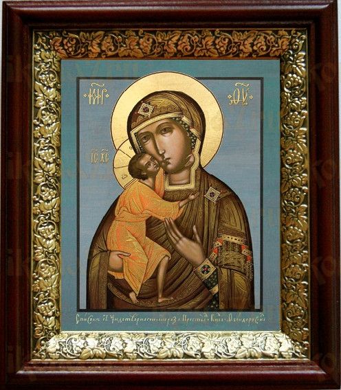 Феодоровская икона Божьей Матери (19х22), темный киот