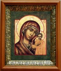 Казанская икона Божьей Матери (19х22), светлый киот