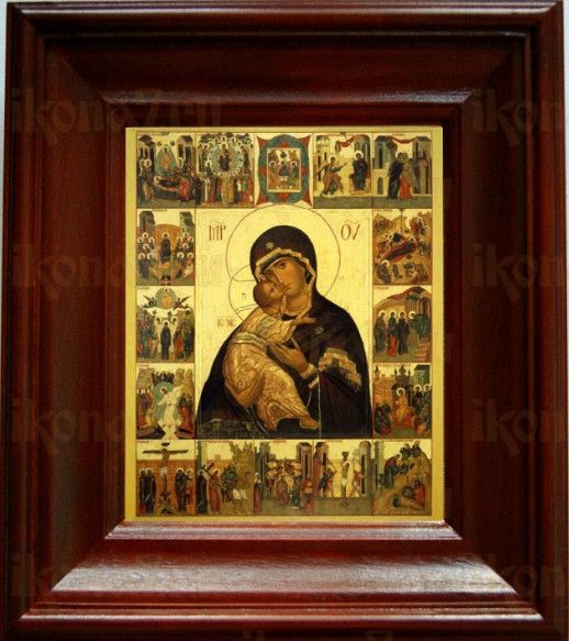 Владимирская икона Божьей Матери (21х24), простой киот