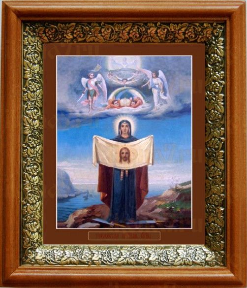 Порт-Артурская икона Божьей Матери (19х22), светлый киот