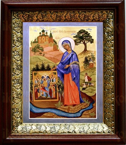 Пюхтицкая икона Божьей Матери (19х22), темный киот