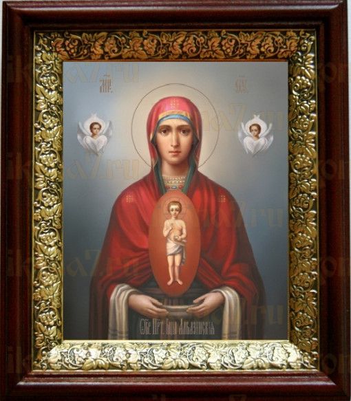 Албазинская икона Божьей Матери (19х22), темный киот