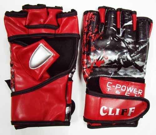 Перчатки тренировочные CLIFF,  MMA, черно-красные ULI-6033