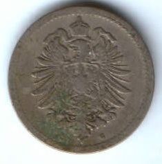 5 пфеннигов 1875 г. G Германия