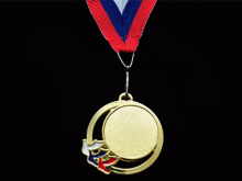 Медаль наградная с лентой, d - 50 мм ЗОЛОТО РАДОЛЬ