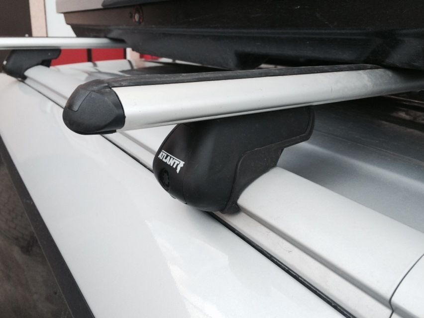 Багажник на крышу Kia Soul 2014-... с интегрированными рейлингами, Атлант, аэродинамические дуги