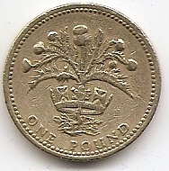 Чертополох  (Шотландия)и королевская диадема 1 фунт Великобритания 1984