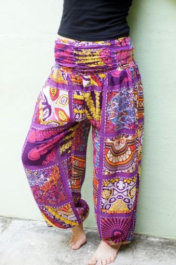 Женские этнические штаны фиолетового цвета