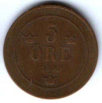 5 эре 1899 г. Швеция