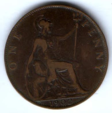 1 пенни 1902 г. Великобритания