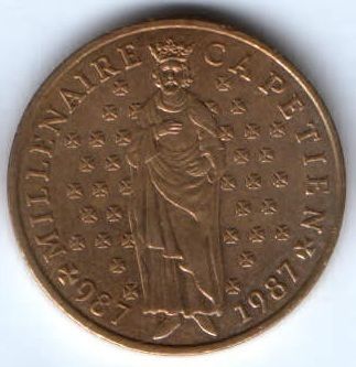 10 франков 1987 г. Франция 1000 лет династии Капетингов