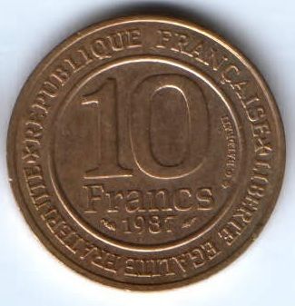 10 франков 1987 г. Франция 1000 лет династии Капетингов