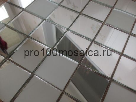 SM50 Серебро+матовое серебро. Мозаика зеркальная серия PERLA, 310*310 мм (VIVERE)
