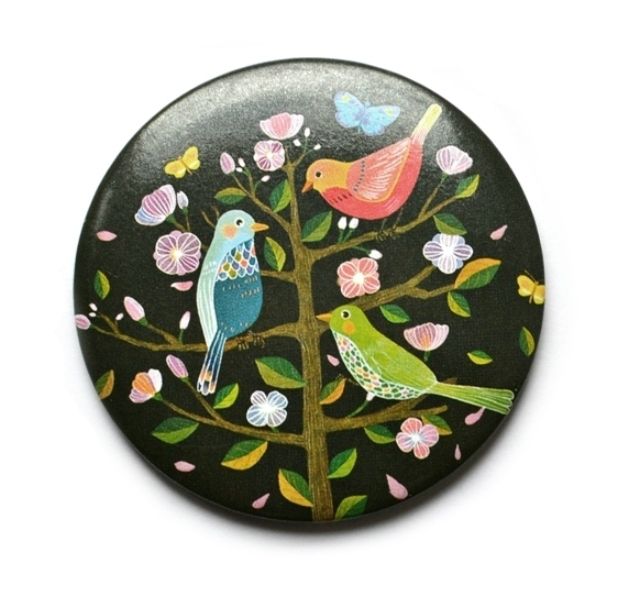 Карманное зеркало "Paradise Birds" - Black