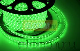 LED лента Neon-Night, герметичная в силиконовой оболочке, 220V, 10*7 мм, IP65, SMD 3528, 60 диодов/метр, цвет светодиодов зеленый, бухта 100 метров