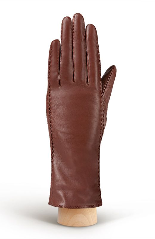Коричневые кожаные перчатки ELEGANZZA GR00121718