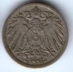5 пфеннигов 1911 г. F Германия