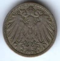 5 пфеннигов 1908 г. J Германия