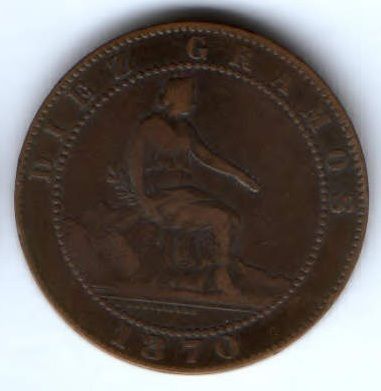 10 сантимов 1870 г. Испания