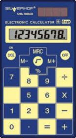 Калькулятор "Silwerhof. School SHA-130SCB" 8 разр., карманный 2 пит. тонкий синий (арт. 601008-02)