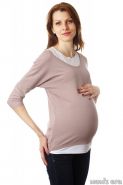 SALE! Блуза для беременных и кормящих АДЕЛЬ, капучино/бел.