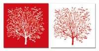 Модульная картина "Двойное дерево" красная 50x50