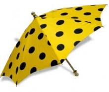 Шёлковый зонт 24'' (60 см) - жёлтый в чёрный горошек