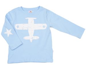 Лонгслив для мальчика голубой с самолетом от Мини Макси