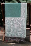 Двухсторонний индийский шарф палантин цвета морской волны, Москва