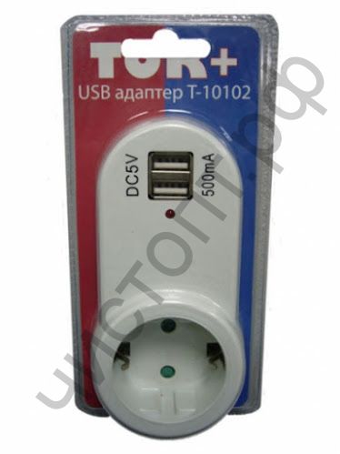 Сетевой адаптер "Ток+" на 1 гнездо 220В 16А + 2 гнезда USB (Т10102)