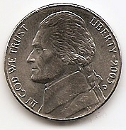 5 центов (Регулярный выпуск) США  2003 Двор D