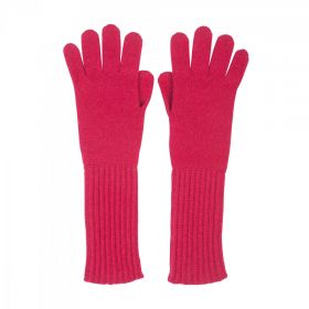 длинные кашемировые перчатки женские (100% драгоценный кашемир) , цвет Клюквенный CASHMERE RIB CUFF GLOVE Cranberry
