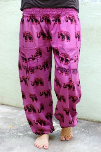 Индийские штаны шаровары со слонами; хлопок. Женская модель