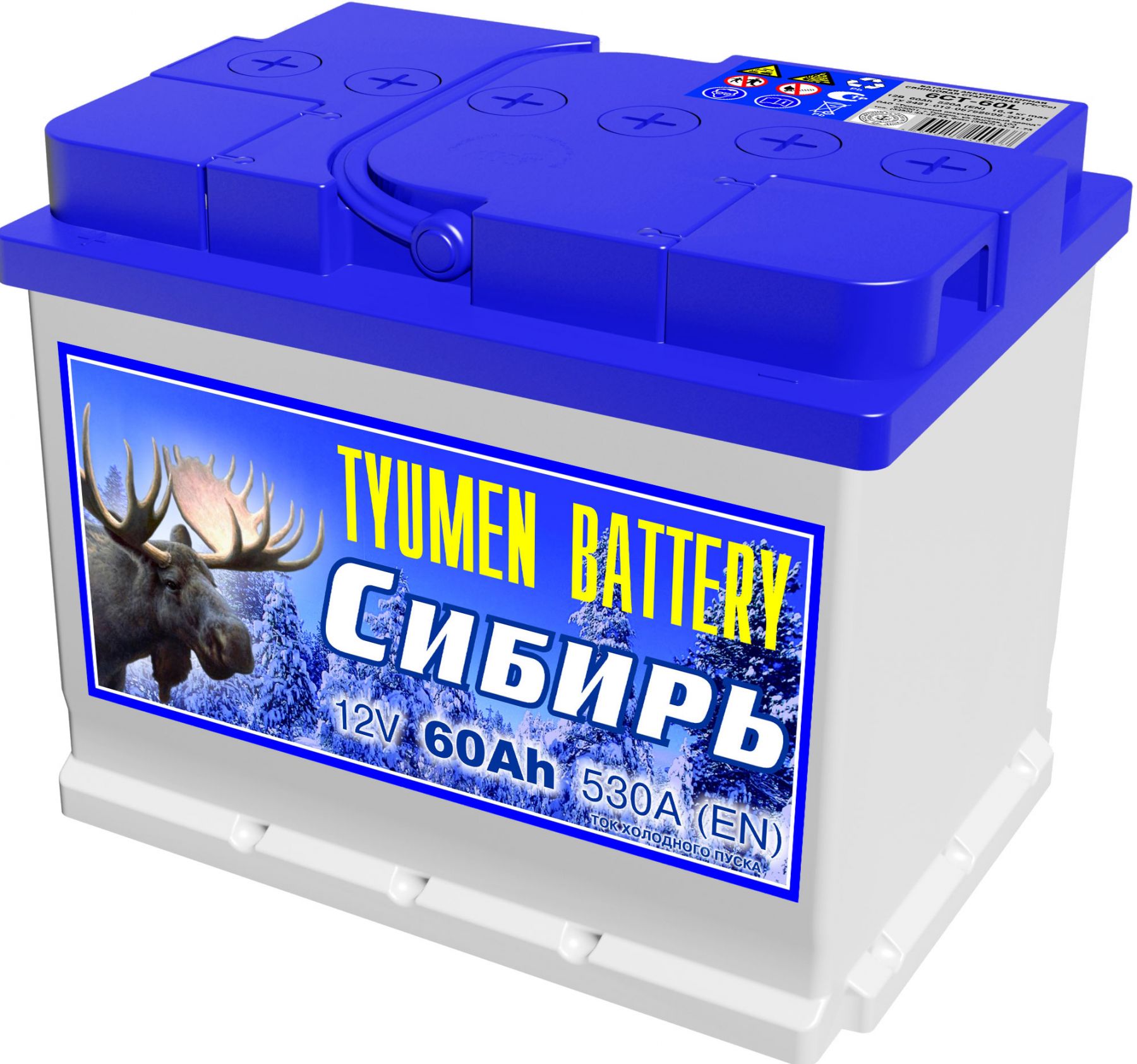 Автомобильный аккумулятор АКБ Тюмень (TYUMEN BATTERY) СИБИРЬ 6СТ-60L 60Aч  О.П. купить с доставкой в Санкт-Петербурге СПБ