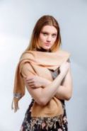 шарф 100% шерсть ягнёнка , Песочно-бежевый цвет Natural  ,плотность 6.