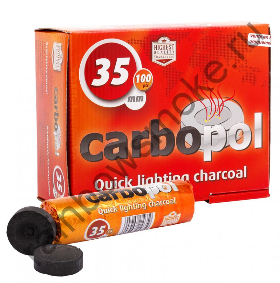 Уголь для кальяна Carbopol 35 мм (Коробка)