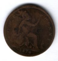 1 пенни 1874 г. редкий год Великобритания