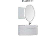 Комплект мебели Aquanet  Опера 115 правая с выдвижными ящиками,  зеркало овальное+полка, цвет белый (169452)