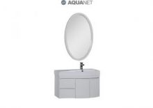 Комплект мебели Aquanet  Сопрано 95 правая распашные двери зеркало овальное, цвет белый (169345)