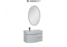 Комплект мебели Aquanet  Сопрано 95 левая с выдвижными ящиками, зеркало овальное, цвет белый (169440)