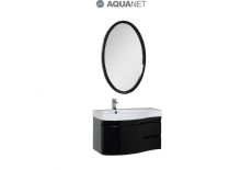 Комплект мебели Aquanet   Сопрано 95  левая с выдвижными ящиками, зеркало овальное, цвет черный (169441)