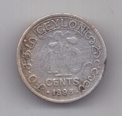 10 центов 1893 г. Цейлон . Великобритания