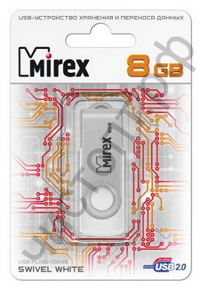 флэш-карта Mirex 8GB SWIVEL WHITE (ecopack)