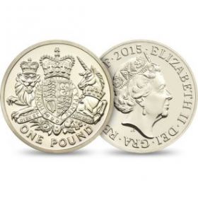 Королевский герб 1 фунт Великобритания 2015